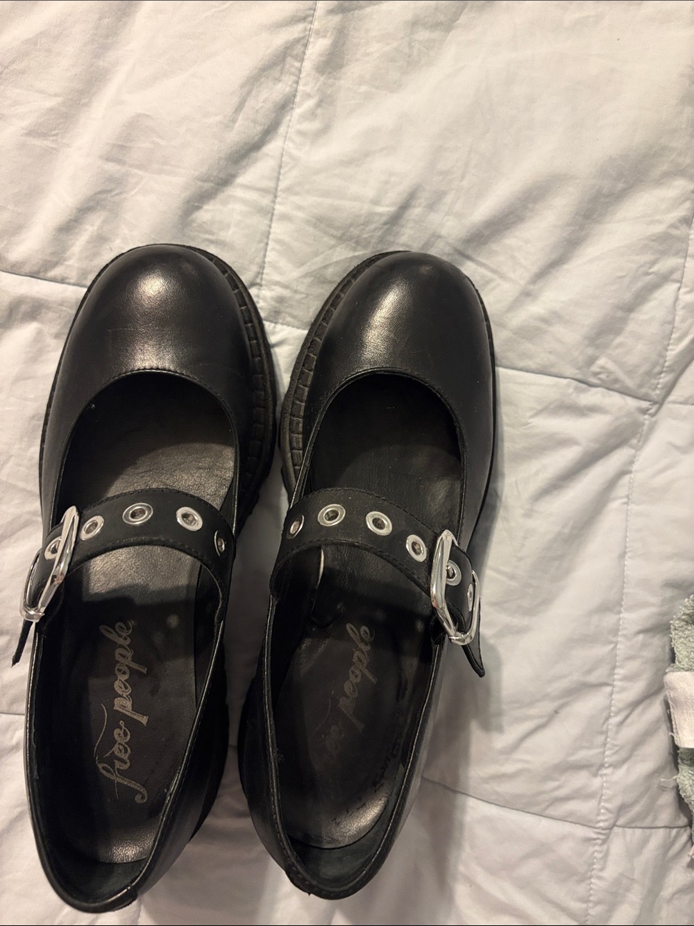 Free People Black Mary Jane Shoes with Buckle